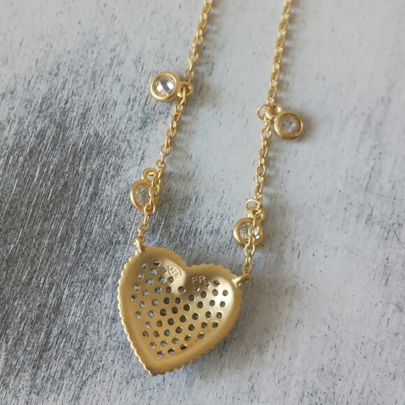 FREIDA ROTHMAN 14kt Gold Plated Cubic Zirconia Heart Love Necklace - Picture 10 of 15
